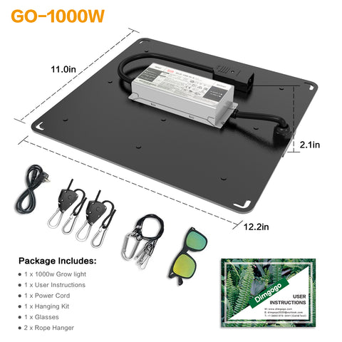 Image of Dimgogo GO-1000 LED Grow Light Full Spectrum for a 2x2 ft Grow Tent