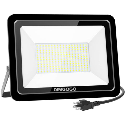 Image of DIMGOGO 200W LED Flood Light, 20000lm 5000K Daylight White with Plug, IP66 Waterproof