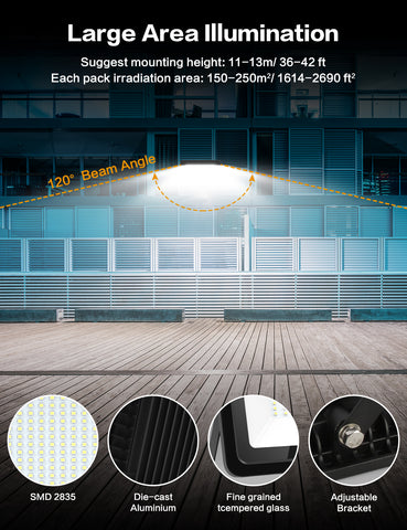 Image of DIMGOGO 200W LED Flood Light, 20000lm 5000K Daylight White with Plug, IP66 Waterproof