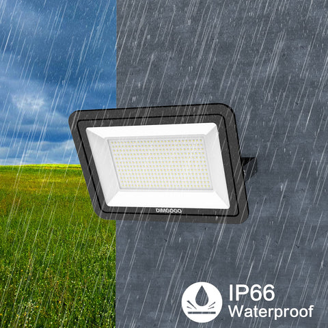 Image of DIMGOGO 300W LED Flood Light, 30000lm 5000K Daylight White with Plug, IP66 Waterproof