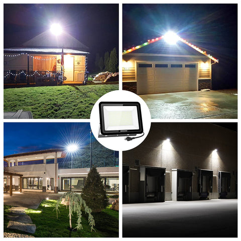 Image of DIMGOGO 300W LED Flood Light, 30000lm 5000K Daylight White with Plug, IP66 Waterproof