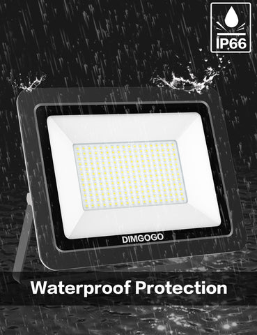 Image of DIMGOGO 200W LED Flood Light, 20000lm 5000K Daylight White with Plug, IP66 Waterproof