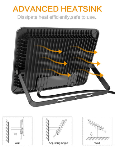 Image of DIMGOGO 200W LED Flood Light, 20000lm 5000K Daylight White with Plug, IP66 Waterproof